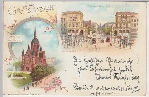 (89173) AK Gruß aus Berlin, Kirche zum Hl. Kreuz, Litho 1896