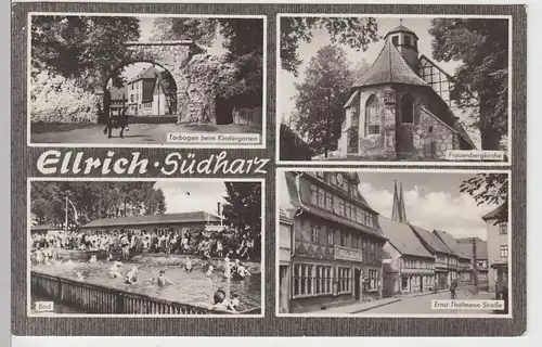 (89117) AK Ellrich, Südharz, Torbogen beim Kindergarten, Bad 1966