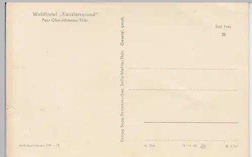 (89056) AK Oberschönau, Thür., Waldhotel Kanzlersgrund 1960