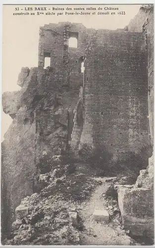 (88968) AK Les Baux, Ruines des vastes salles du Château, vor 1945