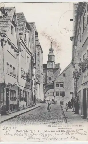 (88792) AK Rothenburg o.d.Tauber, Hafengasse mit Röderbogen 1904