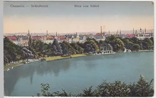 (88436) AK Chemnitz, Schlossteich vom Schloss aus, um 1920