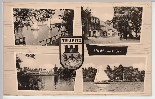(88336) AK Teupitz, Mehrbildkarte v. Stadt und See, 1963