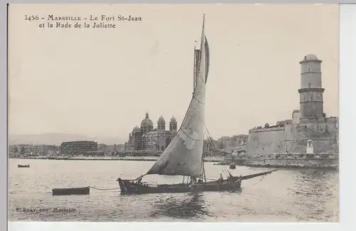 (88201) AK Marseille, Le Fort St-Jean et la Rade de la Joilette, vor 1945