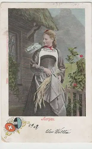 (75850) AK Aargau, Frau in Tracht, 1903