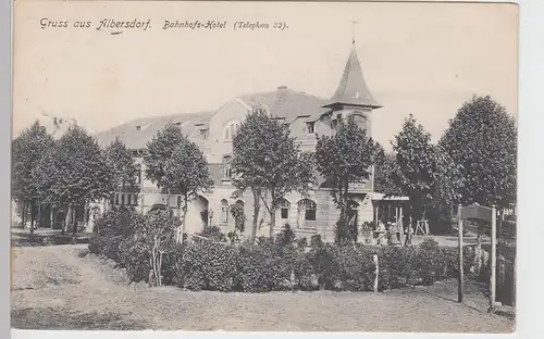 (87894) AK Gruß aus Albersdorf, Holstein, Bahnhofshotel 1910