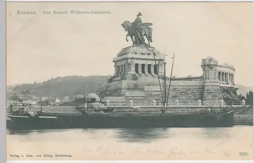 (87818) AK Koblenz, Kaiser Wilhelm Denkmal, Deutsches Eck 1902