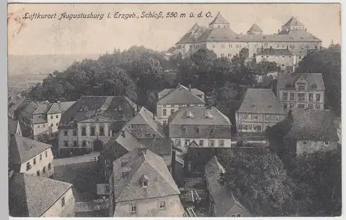 (87673) AK Augustusburg, Erzgeb., Ort mit Schloss, vor 1945