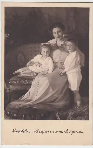 (87303) AK Isabelle, Prinzessin von Bayern mit Kinder, vor 1918