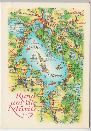 (87194) AK Wanderkarte, Landkarte - Rund um die Müritz - 1981