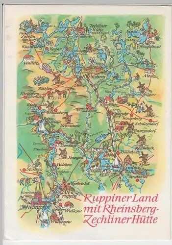 (87180) AK Wanderkarte, Landkarte - Ruppiner Land - 1984