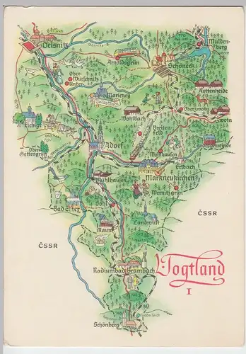 (87174) AK Wanderkarte, Landkarte - Vogtland I - 1974