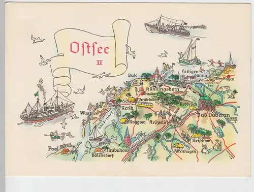 (87155) AK Wanderkarte, Landkarte - Ostsee II - 1974
