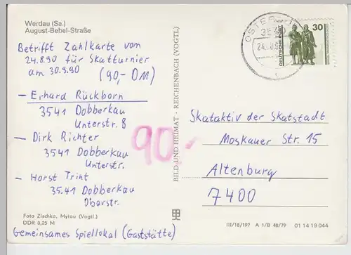 (87092) AK Werdau, August-Bebel-Straße 1979