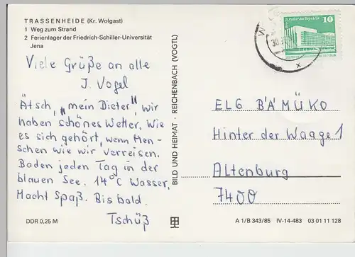 (87078) AK Trassenheide auf Usedom, Mehrbildkarte 1985