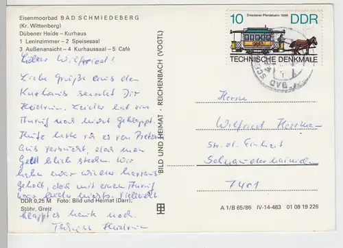 (87025) AK Bad Schmiedeberg, Kurhaus, Mehrbildkarte 1986