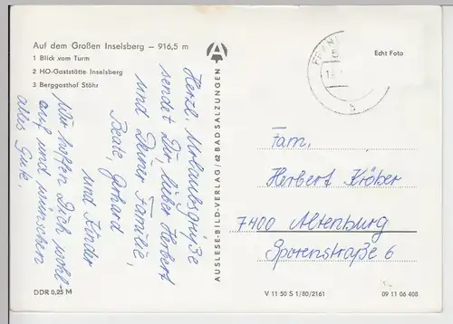 (86822) AK Großer Inselsberg, Mehrbildkarte 1980