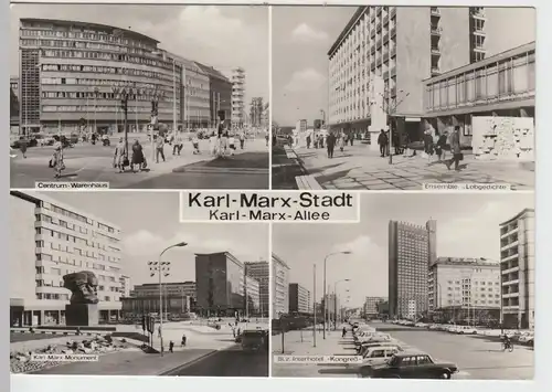 (86748) AK Karl-Marx-Stadt, Mehrbildkarte Karl Marx-Allee 1977