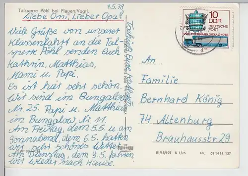 (86615) AK Talsperre Pöhl bei Plauen, Mehrbildkarte 1976