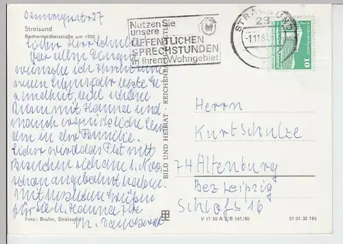 (86527) AK Stralsund, Bechermacherstraße um 1900 (Repro von 1980)