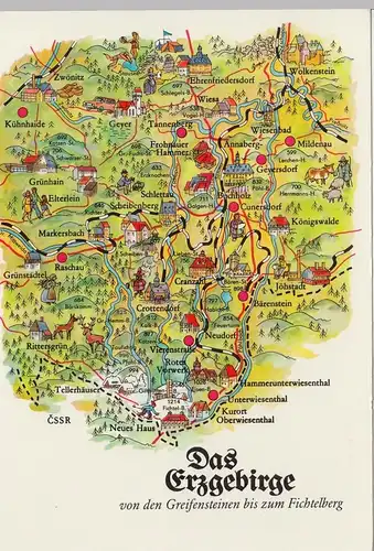 (86482) AK Wanderkarte Landkarte -Das Erzgebirge-, 1987