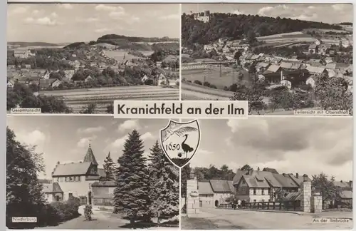 (86410) AK Kranichfeld, Ilmbrücke, Niederburg, Oberschloss 1970