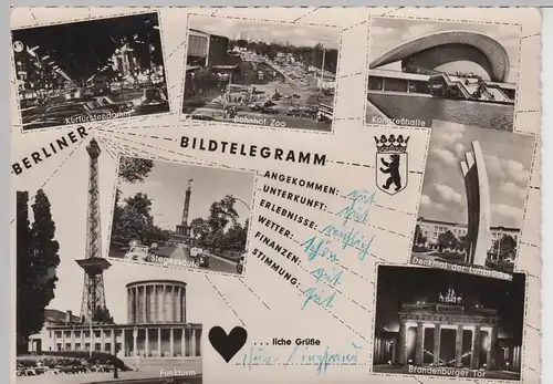 (86095) AK Berlin West, Bildtelegramm vom Funkturm, 1962