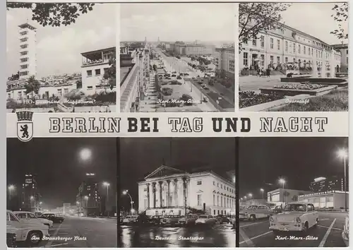 (86078) AK Berlin DDR, Bei Tag und Nacht, Mehrbildkarte 1965