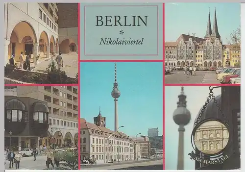 (86057) AK Berlin, Nikolaiviertel, Am Marstall, Mehrbildkarte 1987