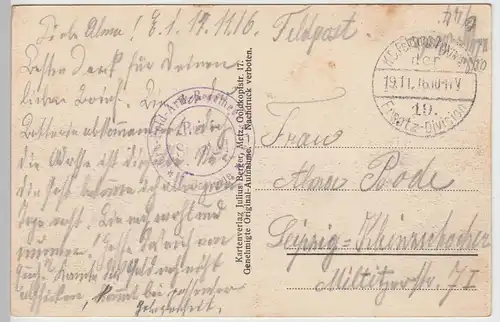 (85930) AK Gondrecourt, 1. WK, zerstörter Ort, Kirche, Feldpost 1916