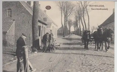 (85925) AK Moorslede, Koordendraaierij, Pferdegespann, Feldpost 1915