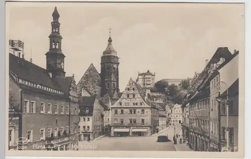(85699) AK Pirna, Marktplatz, Rathaus, Marienkirche, vor 1945