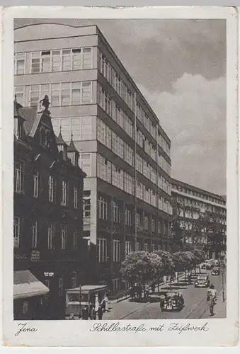 (85646) AK Jena, Schillerstraße mit Zeisswerk, 1943-50er