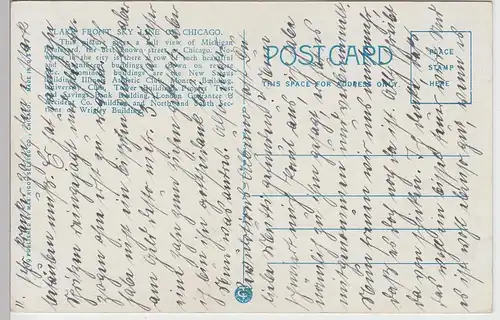 (85624) AK Chicago, Lakefront Skyline, um 1927