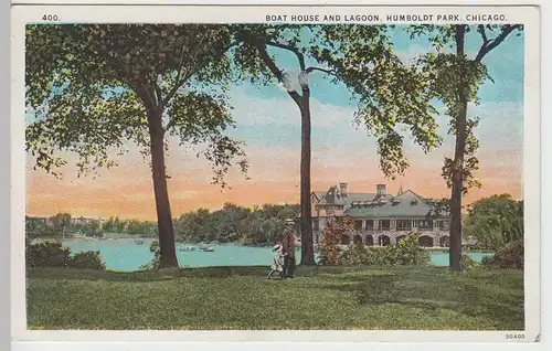 (85591) AK Chicago, Boat House and Lagoon, Humboldt Park, um 1927