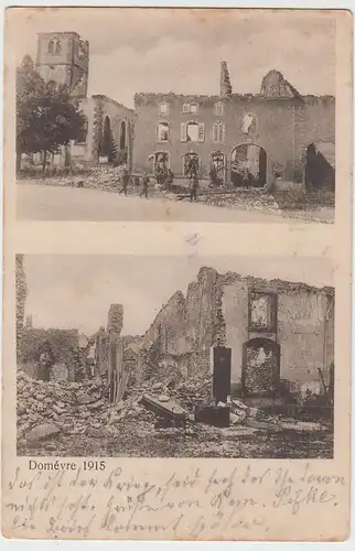 (85548) AK Domévre,  1. WK, zerstörte Gebäude 1915