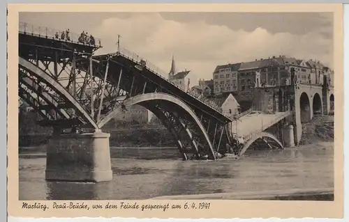 (85267) AK Marburg, Maribor, gesprengte Drau-Brücke 1941