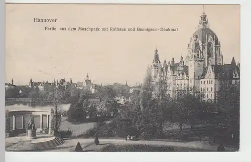 (85054) AK Hannover, Partie a.d. Maschpark m. Rathaus u. Benningsen 1943