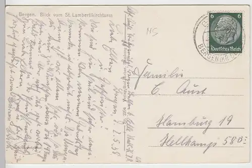(84380) AK Bergen, Lüneburger Heide, Blick v. St. Lambertikirchturm 1938