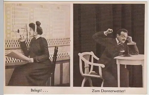 (84326) AK Telefonierend. Herr u. Fräulein v. Amt, Motiv b.1905, verm. Repro