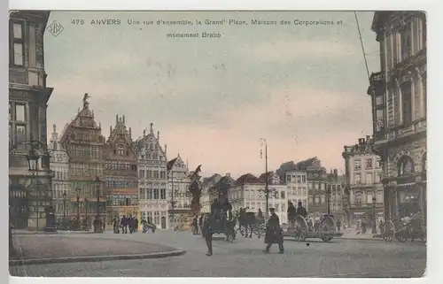 (84138) AK Anvers, Antwerpen, Grote Markt, Brabobrunnen, vor 1945