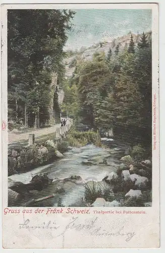 (83917) AK Gruß aus der Fränk. Schweiz, Tal bei Pottenstein 1900