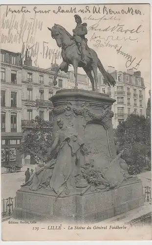 (83852) AK Lille, Frankr., Monument General Faidherbe 1914