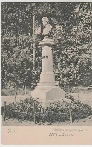 (83844) AK Graz, Schillerbüste im Stadtpark, vor 1945