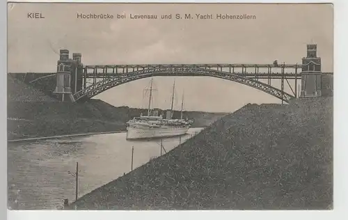 (83645) AK Kiel, Hochbrücke bei Levensau, 1910