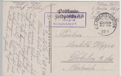 (83026) AK 1.WK Dragoner a.d. Marsch d.e. franz. Dorf, Feldpostkarte