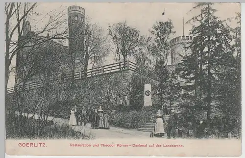 (82924) AK Görlitz, Landeskrone, Restauration u. Denkmal, 1908