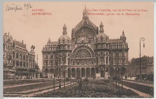 (82692) AK Antwerpen, Anvers, Bahnhof, Gare Centrale, vor 1945