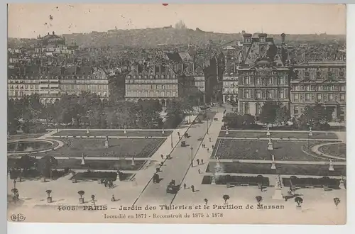 (82638) AK Paris, Jardins des Tuileries et le Pavillon de Marsan 1912