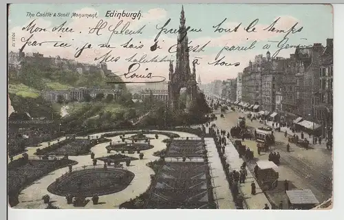 (82467) AK Edinburgh, The Castle & Scott Monument, 1906